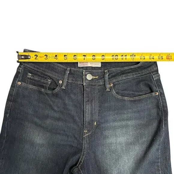 Levi Strauss Signature Womens 6M 28x32 Boot Cut Mid Rise Blue Dark Wash Denim - Picture 6 of 12